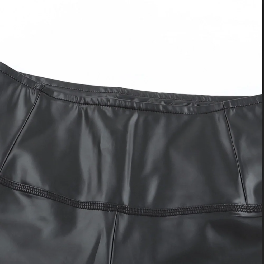 Last 1 ! Black Faux Leather High Rise Leggings - Picture 9 of 13